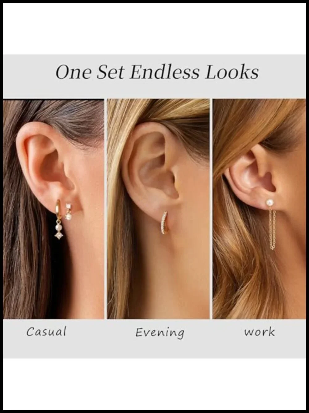 14K Gold Plated Pearl Earring Set - 4 Pairs Hypoallergenic Dangle Hoop Stud